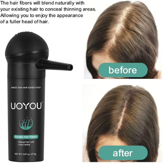 Hair Fibres for Thinning Hair - 27.5g Bottle with {Applicator} - UOYOU